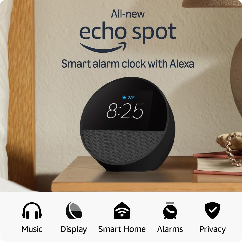 Amazon Echo Spot. Amazon Echo Spot smart alarm clock.